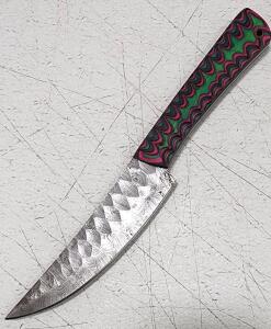 (1) Fixed Blade Damascus Steel Kitchen Utility Knife With Wood Handle
