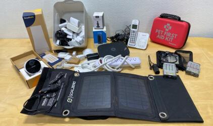 Home Security & Power Lot: SimpliSafe, Ring, Goal Zero Solar Charger, Panasonic Phones, First Aid Kit - Unable to Test
