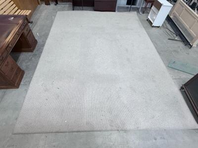 Large Light Gray Solid Area Rug 8x10 ft, Low Pile, Bound Edges