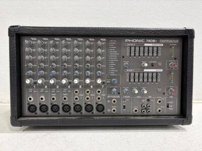 Phonic Powerpod 740 Plus 7-Channel 2x220W Powered Mixer, Graphic EQ, Digital FX, Serial BA040770028. Unable to test (no power cord).