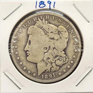 1891-O Morgan Silver Dollar, 90% Silver, New Orleans Mint, Circulated US Collectible Coin