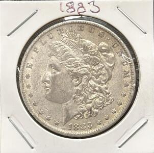 1883-O Morgan Silver Dollar, New Orleans Mint, 90% Silver, 38.1mm, Reeded Edge
