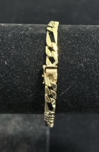 14K Gold Figaro Link Bracelet 8" 5mm Wide With Box Clasp VR Hallmark