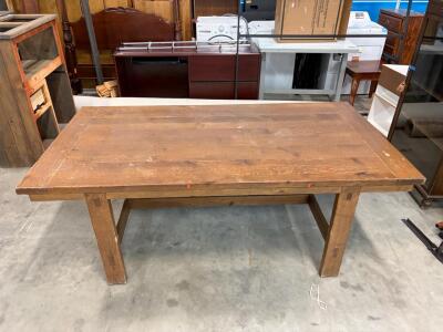 Stickley Brand Expandable Solid Oak Draw Leaf Dining Table, Seats 8-10, 72"-108" Long, Rustic Style. No leafs.