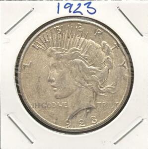1923 United States Peace Dollar, One Dollar Coin, 90% Silver