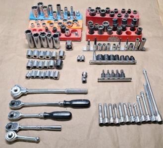 (5) 3/8" Drive Ratchets & Assorted Sockets & Extensions