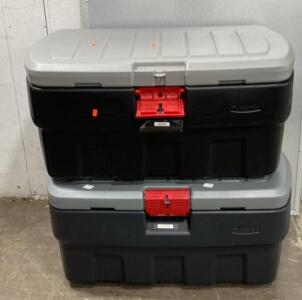 Rubbermaid ActionPacker Heavy-Duty Lockable Storage Totes, Stackable, Dual Latch Set 32x17x17
