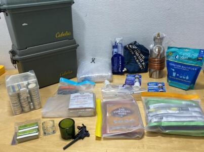 Bug Out Boxes - Cabelas Hard Case Boxes 13x11x7 - Water Filtration Supplies- Emergency Food Rations - and More Survival Items