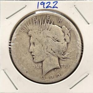 1922 Peace Silver Dollar, $1 Coin, 90% Silver, Philadelphia Mint, Anthony de Francisci Design