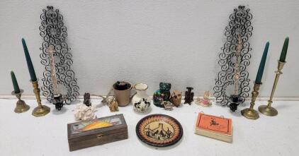 Miscellaneous Lot! Including: Decorative Candle Holders, Kokopelli Pottery, Seashell & More!