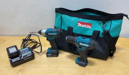 Makitta Cordless Drill (2) with Charger and Bag - ( Works )