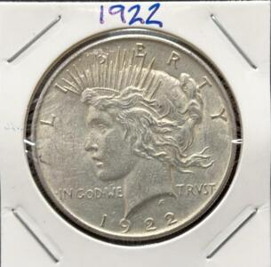 1922 Peace Silver Dollar, Philadelphia, .7734 oz Silver, 38.1mm, Anthony de Francisci Design