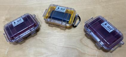 Pelican 1010 Micro Cases, Red & Yellow, IP67 Waterproof Crushproof, Rubber Liner, Carabiner Included - (3)