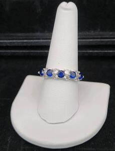(1) Size 9 Blue And White Sapphire .925 Ring