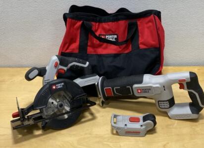 Porter Cable 20V MAX Cordless Combo Kit: Circular Saw, Reciprocating Saw, Battery & Bag - Unable to Test