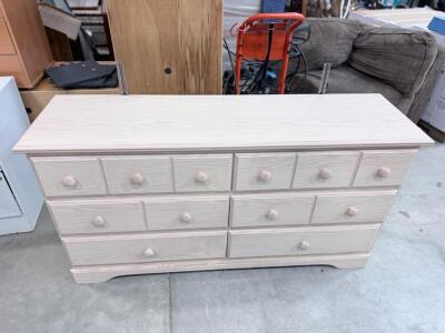 6-Drawer Light Oak Dresser, Wood Construction, Simple Style, 58" Wide