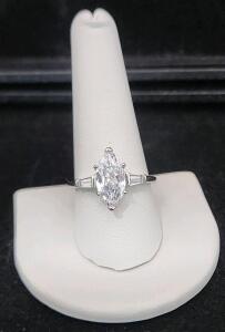 (1) Size 10 Marquise Cut White Sapphire Ring
