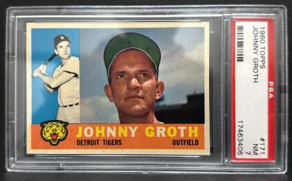1960 Topps Johnny Groth #171 Detroit Tigers PSA 7 NM Vintage Baseball Card, Serial #17463406