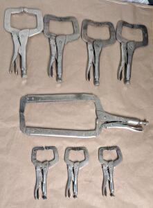 (8) C-Clamp Vice Grips, (1) 18", (4) 11" & (3) 6"