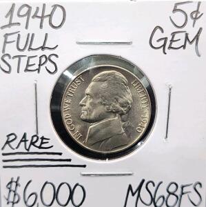 1940 MS68FS RARE Full Steps Gem Jefferson .05c