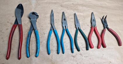 (1) Crimper / Cutting Tool, (1) Pair Of Cross Cut Nippers & (5) Pair Of Assorted Needle Nose Pliers