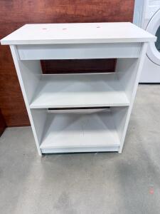 White Rolling Utility Storage Cart, 2 Shelves, 24"W x 15"D x 28"H, MDF Melamine