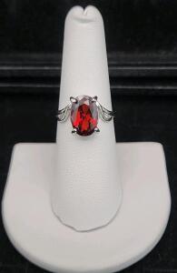 (1) Size 7 Red Ruby Faceted Cut Ring