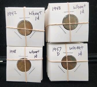 (100) Minted 40s-50s Wheat Penny Coins