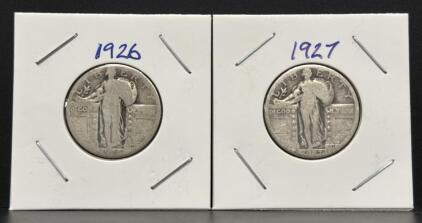 Standing Liberty Quarter 1926 & 1927, U.S. Mint, Silver, Hermon Atkins MacNeil Design