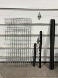 Heavy-Duty Steel Shelving Uprights (4) with Wire Shelf Grid, 72"x18"x36", Black, Adjustable Slots