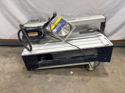 Chicago Electric 7" Bridge Tile Saw with Stand, 3550 RPM, 9.2A, New QEP Diamond Blade Included. Powers on.