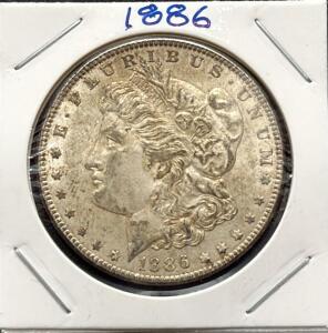 1886 Morgan Silver Dollar, 90% Silver, Philadelphia Mint, Circulated Condition