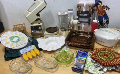 Better Homes and Garden Kitchen Set - Oster Mixer (Powers On) - Egg Holder - Glass Bowls and Much More