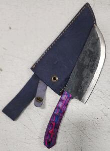 (1) Fixed Blade Cold Steel Kitchen Utility Knife With Wood Handle And Sheath