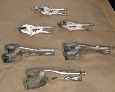 (6) Assorted 9" Locking Welding Clamp Pliers