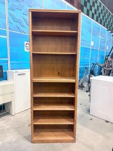 Tall Oak 6-Shelf Bookcase, 72"x30"x12", Adjustable Shelves