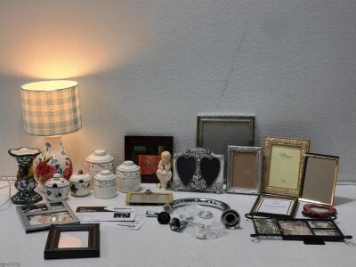 Home Decor Lot! Including: Picture Frames, Lamp, Decorative Ceramics, & More!