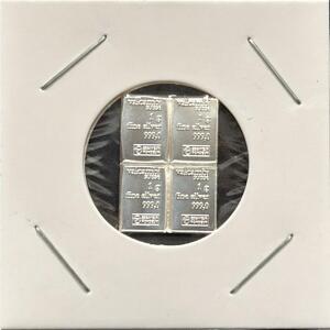 Valcambi Suisse 4 x 1g CombiBar .999 Silver Bullion Squares &ndash; Divisible Collector Bullion