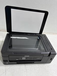 Epson EcoTank ET-2650 All-in-One Inkjet Printer, WiFi, USB, Color LCD, Refillable Tanks, SN:X2PB137051. Powers on
