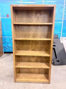Large 5-Shelf Adjustable Wood Bookcase, Light Finish, Approx. 36"W x 12"D x 72"H