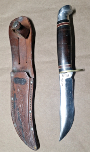 (1) Vintage Western Official Boy Scouts Of America, 4-1/2" Fixed Blade Knife W/Sheath