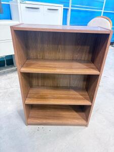 3-Shelf Wood Bookcase Adjustable Shelves Medium Brown, Approx. 36"H x 24"W x 12"D