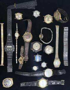 Lot of Vintage & Modern Watches: Casio, Focal, Orient, Analog & Digital, Extra Bands Included
