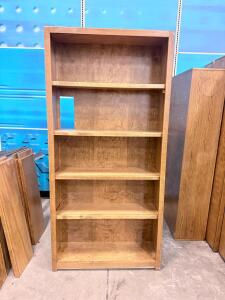 5-Shelf Adjustable Wooden Bookcase, Light Brown, Approx. 36"x12"x72", Rectangular Cable Cutout