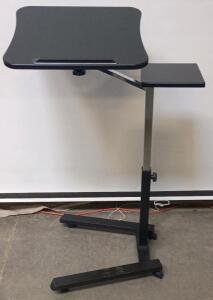 Adjustable Mobile Laptop Desk Cart Black, Dual Surfaces, Tilting Tabletop, 27-40" Height