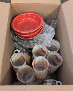 Vintage Country Farmhouse Chicken Glasses, Rooster Mugs & Bowls Mixed Dinnerware Set - 12 pcs