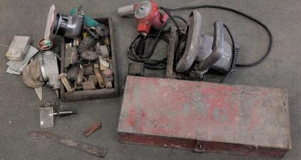 Vintage Power Tool & Hand Tool Lot &ndash; Circular Saw, Grinder, Toolboxes, Sockets, Hammer