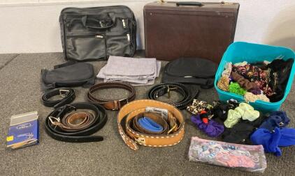 Large Lot of Bags, Belts, Scarves & Scrunchies &ndash; Leather & Fabric Accessories Mixed Styles