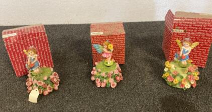 RT. Collection Fairy Angel Musical Figurines "Bell Charmer," "Memory," "Trissy" with Boxes