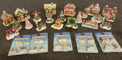 Gingerfrost Lane Christmas Village Set, 22 Pieces, Resin, 5 Sealed Packs, Multicolor Decor